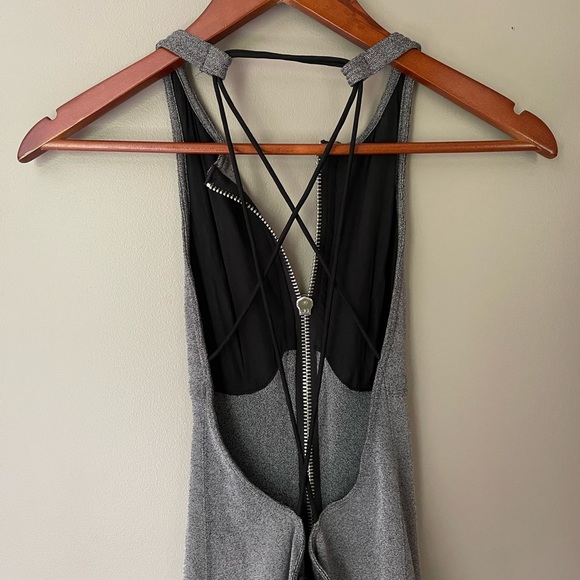 Alexander Wang Gray Bodycon Zip Up Dress Open Strappy Back Size 0 - Picture 7 of 7